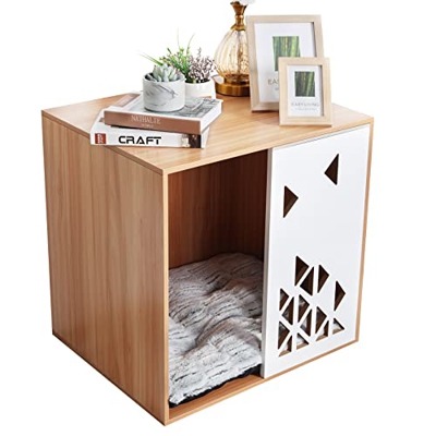 BingoPaw Cama Perro Pequeños Gato: Cama Gato Gueva Caseta Iglú para Perros Gato Mueble Estilo Mesita de Noche Auxiliar Casa Casita para Mascotas con C