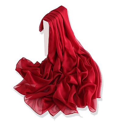 YFZYT Pañuelo de seda Mujer Mantón Bufanda Moda Chals Señoras Elegante Color de Degradado Estolas Fular para Fiesta, Playa, Uso Diario - Vino Rojo