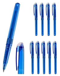 Boligrafos Borrable 10PCS Boli Azul Borrable, Bolis Borrables Azul Punta Media 0.7mm Boli Borrable con Goma Borrar Boligrafo, Bolígrafos Borrables de  características