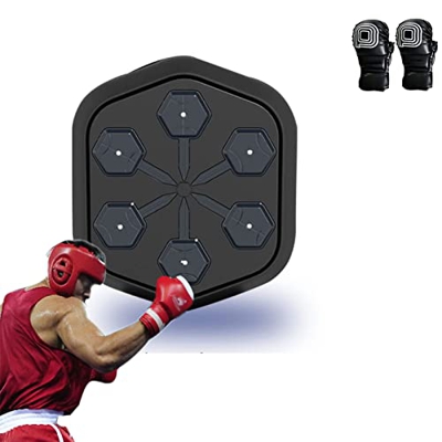 GKPLY Máquina de Boxeo de música montada en la Pared, conexión Bluetooth, Objetivo de Pared de práctica de Boxeo electrónico con Guante de Boxeo, Equi