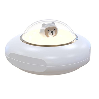 KINHA Platillo Volador LED, Calentador de Manos, luz Nocturna, Oso Espacial, Calentador instantáneo para bebé, Calentador de Manos Recargable por USB,