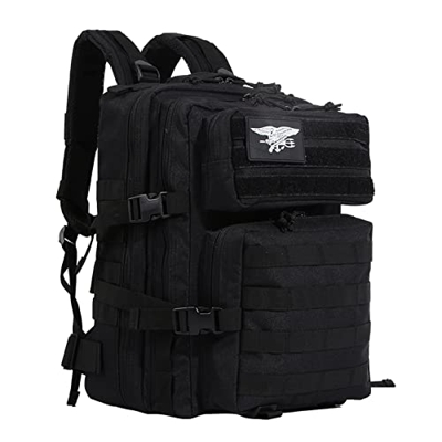 LHI Mochila Táctica Militar 25L Army Molle Bug Out Bag 3 Días Mochila De Asalto Grande Para Senderismo, Camping, Caza - Negro