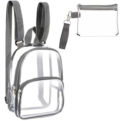 Weewooday Mini Mochila Transparente Bolso Pequeño Aprobado por Estadio con Monedero Transparente Impermeable y Portátil Bolso de Mano para Mujeres Via