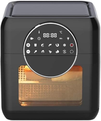 Freidora de aire de gran capacidad, 10 litros, horno tostador con pantalla táctil digital de calentamiento rápido, cesta antiadherente, temporizador f en oferta