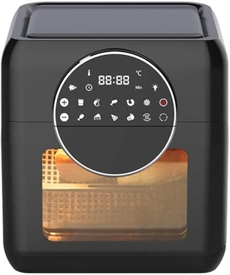 Freidora de aire de gran capacidad, 10 litros, horno tostador con pantalla táctil digital de calentamiento rápido, cesta antiadherente, temporizador f