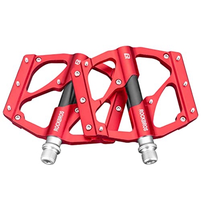 ROCKBROS Pedales de Bicicleta Montaña, Pedales Plataforma Ancha Antideslizantes de Aluminio para MTB Bicicleta de Carretera BMX, 9/16”