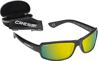 Cressi Ninja Floating - Gafas Flotantes Polarizadas para Deportes con una protección 100% UV Adultos Unisex, Negro/Lentes Amarillo Espejadas