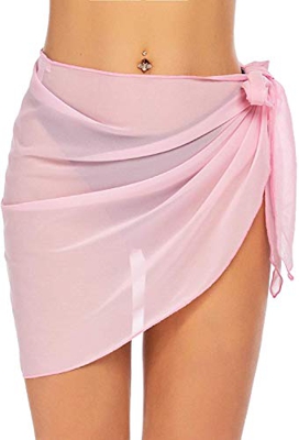 JFAN Traje de Baño para Mujer Vestido Envolvente Traje de Baño Chal de Gasa Pareo de Playa Falda de Pareo Tropical（L,Talla única