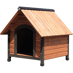 Casetas para Perros Exterior Casa de Perro pequeña Impermeable de Madera Maciza, Caseta de Pino Natural para jardín de césped, Fácil de Limpiar (Color características
