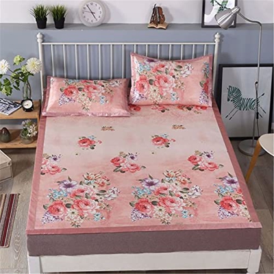 RAFCAR Colchón De Doble Cara, Estera De Seda De Hielo Estampada De Tres Piezas De Primavera Y Verano - Colchoneta Plegable Cool,H,180 * 200cm (Color :