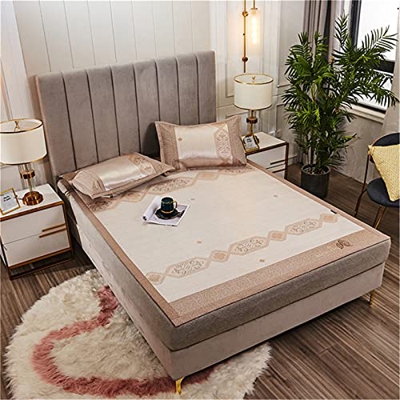 OVAST Estera de enfriamiento, Estera de enfriamiento de Seda de Hielo con Funda de Almohada, colchón, Estera, Ropa de Cama de Verano,A,150 * 200cm (Co