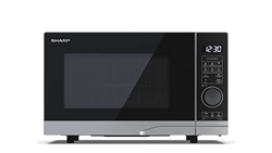 SHARP YC-PG204AE-S - Microondas con grill (700 W, 20 L, 10 niveles de potencia, función eco, descongelación, seguridad infantil), color plateado y neg características