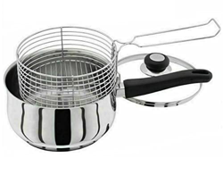 HoitoDeals Sartén de inducción profunda de acero inoxidable y patatas fritas tapa y cesta para herramienta de cocina (juego de 2) precio