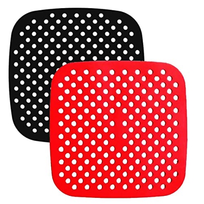 Air Fryer Matten Liners Reutilizable Freidora de aire Alfombrillas de silicona antiadherente Air Fryer Pads 2 piezas cuadradas 7.5 pulgadas para Freid