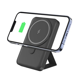 IUBOLE Banco de Energía Inalámbrico Magnético, Cargador Portátil Inalámbrico Plegable de 10000 mAh, Carga Rápida de 15 W PD 22,5 W para I-Phone 14/13/ en oferta