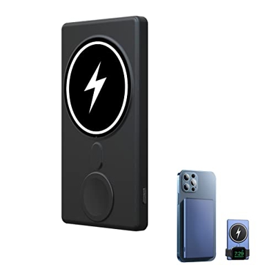 IUBOLE Banco de Energía Inalámbrico Magnético, Cargador Portátil PD de 5000 mAh y 15 W, Cargador de Teléfono Inalámbrico Magnético 3 en 1 Compatible c