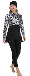 Modesto Traje de baño musulmán para Mujer Patchwork Hijab Traje de baño islámico Burkinis Deporte Manga Larga Traje de baño(4XL,S1) precio