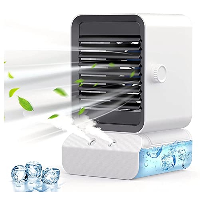 ENERRGECKO Mini Enfriador de Aire de Aire Acondicionado MóVil, Enfriador de Aire Silencioso 4 en 1 con 7 Luces de Colores, para Oficina en Casa