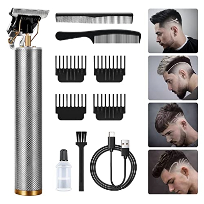 URAQT Cortapelos Hombre, Cortadora de Cabello Eléctrica Recargable, Máquina Cortar Pelo Inalámbrico con Cuchillas de Acero Inoxidable y 4 Peines Guía,