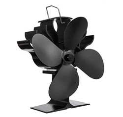 MAIES Black 4 Blades Heat Powered Stove Fan Log Wood Burner Quiet Black Home Fireplace Fan Efficient Heat Distribution características
