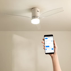 CREATE / WINDCALM DC / Ventilador de Techo Blanco Aspas Transparentes Con Luz / Silencioso, Temporizador, Wifi, Potencia 40W y Ø132 cm en oferta