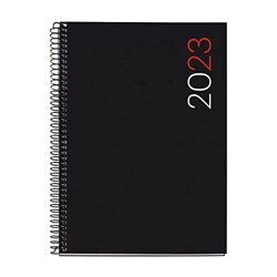 Miquelrius - Agenda anual 2023 - Semana Vista Vertical - Tamaño Plus 155 x 213 mm (aprox A5) - Cubierta flexible polipropileno - Encuadernación espira características
