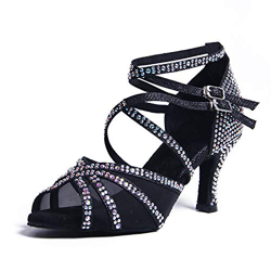 Syrads Zapatos de Baile Latino con pedrería para Mujer Salsa Tango Moderna Bachata Zapatos de Baile de Salón Suela Blanda 1057 características
