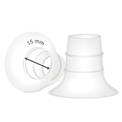 Maymom Inserto de brida de 15 mm compatible con Elvie Single / Double Electric, Elvie Stride Cup (24 mm), compatible con Medela PersonalFit Flex Shiel