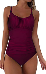NLAND Traje de Baño de una Pieza para Mujer Correas Espaguetis Mujer Pliegues Bañador Bikini Retro(Vino Tinto,XL) precio