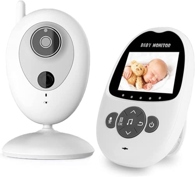 Monitor de bebé, monitor de video para bebé con cámara y audio, cámara de vigilancia digital de 2.4 pulgadas con visión nocturna automática, conversac