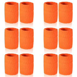 6 unidades de muñeca absorbente, bandas de sudor de fitness, suaves de algodón gruesas, muñequeras deportivas para tenis, balonmano y correr (naranja) precio