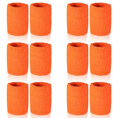 6 unidades de muñeca absorbente, bandas de sudor de fitness, suaves de algodón gruesas, muñequeras deportivas para tenis, balonmano y correr (naranja)