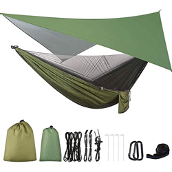 Gkhowiu Hamaca de Camping con Lona Rainfly y Mosquitera, Hamaca de ParacaíDas PortáTil para Senderismo Viajes Al Aire Libre Patio Trasero precio