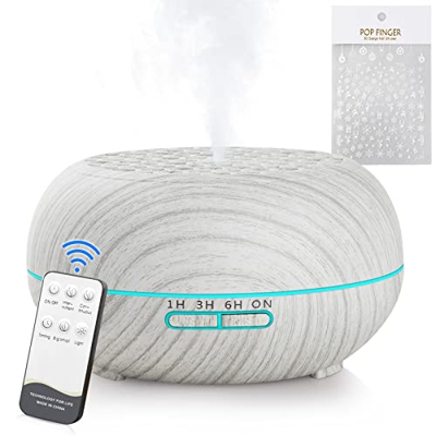 Simpeak Humidificador Ultrasónico 550 ml Difusor de Aromas con Temporizador Humificador Control Remoto para el Hogar Oficina Dormitorio Yoga SPA(con P
