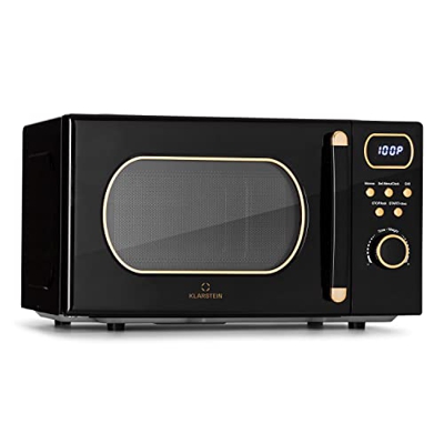 Klarstein Horno Microondas de Encimera, Potencia de 800w con Grill, Microondas Acero Inoxidable y Compacto, 20 l. Microondas Digital Inteligente, Plac