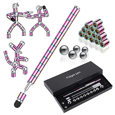 OSDUE 51 PCS Negro Bolígrafo magnético, Bolígrafo de Regalo con caja de Regalo Negra, Juguete Antiestrés, Juguetes Magnéticos, Ideal para Hombres, Muj