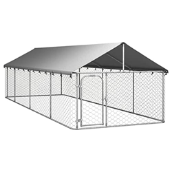 Deufre Perrera de Exterior con Techo Animales Mascotas Perros Jaulas Cercados Casetas Casa Jardín Estructura Actividades Aire Libre 600 x 200 x 150 cm en oferta