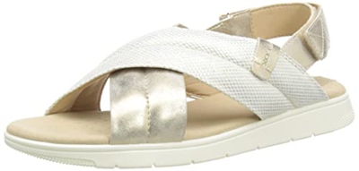 Geox D Dandra A, Sandalias para Mujer, Multicolor (Lt Taupe/Lt Gold), 35 EU