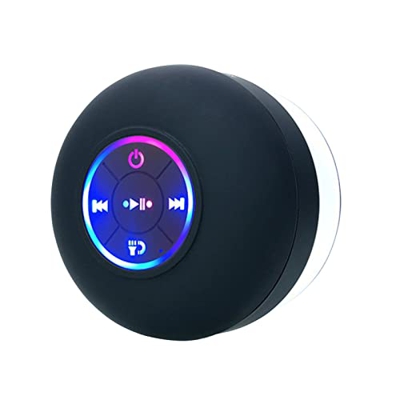XUnion #VMEGKX Altavoz de ducha Bluetooth con luz de color manos libres Altavoz con micrófono incorporado ventosa dedicada para duchas, Negro#mbzzox, 