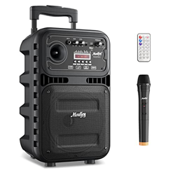 Moukey Altavoz Bluetooth portátil 80W, Sistema de Altavoces para Karaoke/Fiestas/Reuniones, Sistema de PA con micrófono inalámbrico, ruedas, control r características
