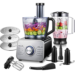 Procesador de Alimentos 1100 W Robot de Cocina Multifuncion con recipiente de 3,5 litros y agitador de 1,5 litros, 3 velocidades ajustables, 3 discos  precio