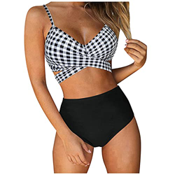 POLPqeD Bañadores Mujer Sexy de Dos Piezas de Bikini Push Up Parte Superior del Bikini Bragas para Bañador de Cintura Alta Biquini Cruz de Banda Ancha precio
