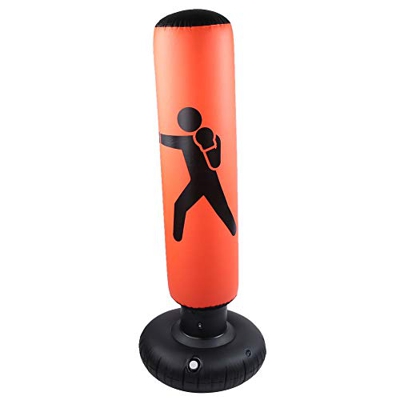 Bolsa de boxeo hinchable, PVC 160cm Fitness Hit Sandbag Adults Children Inflatable Ninja de pie libre Column Tumbler Punching Bag(naranja) Arena Golpe