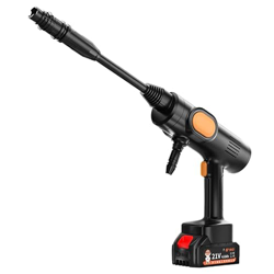 Bravolu - Lavadora a presión inalámbrica, 21 V máximo 940 PSI portátil de alta potencia con boquilla ajustable 6 en 1 y batería de 4.0 Ah, buena para  características
