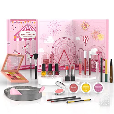 Calendario Adviento 2022, Makeup Set de Maquillaje Calendario de Adviento con 24 de Cosméticos, Regalo ideal para de Nochebuena, Navidad, Festival[Opt