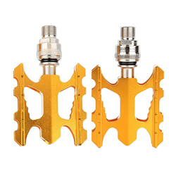 F Fityle 2 Pedales de Bicicleta Plegables con Cuerpo de Aluminio, Rosca para Bicicleta de Carretera, Bicicleta de montaña BMX, Oro características