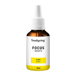 foodspring Focus Drops, 30 ml, vitaminas B6, B12, biotina y zinc, 100% vegano, reduce la fatiga mental y favorece la función cognitiva en oferta