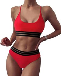Bikini para Mujer Push Up Conjunto de Bikini de Cintura Alta para Mujer Traje de Baño de Dos Piezas Traje de Baño de Nudo de Corbata de Guinga precio