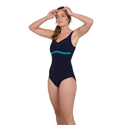 Speedo Contourluxe 1 Piece AF Traje de baño, Mujer, True Navy/Jade/Nordic Teal, 32 en oferta