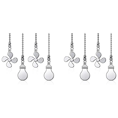 Trjgtas 8 tiradores de cadena de ventilador de techo, cadena de extensión de ventilador de cadena decorativa de 12 pulgadas, extensor de cadena de ven